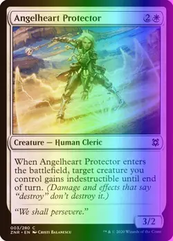 MTG Magic the Gathering Angelheart Protector (3/496) Zendikar Rising LP FOIL - Image 1