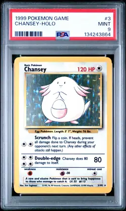 1999 Pokemon Game #3 Chansey-Holo PSA 9 - Image 1