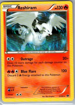 Reshiram 21/99 Non Holo Next Destinies - Pokemon Card - NM - Image 1