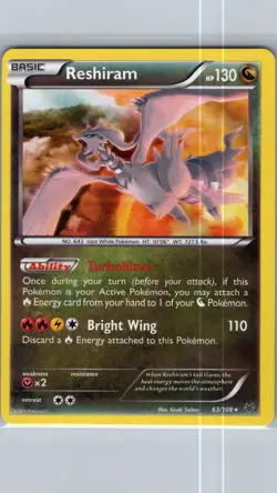 Reshiram 63/108 Holo XY - Roaring Skies - Pokemon Card - NM - Image 1
