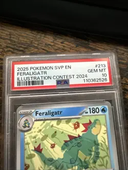 PSA GEM MT 10 POKEMON SVP EN-SV PROMO 213 FERALIGATR ILLUSTRATION CONTEST 2024 - Image 2