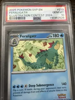 PSA GEM MT 10 POKEMON SVP EN-SV PROMO 213 FERALIGATR ILLUSTRATION CONTEST 2024 - Image 3