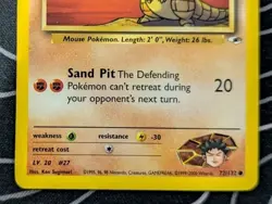 Brock’s Sandshrew 72/132 Gym Heroes Pokemon Tcg Card Wotc Vintage Lightly Played - Image 3