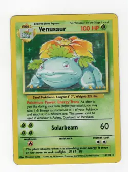 Venusaur 15/102 Base Set Holo #15 Rare 1999 Vintage Pokemon TCG - Image 1