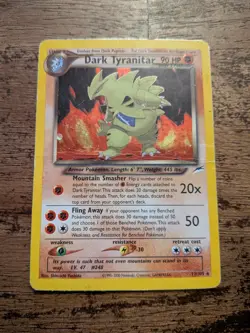 Dark Tyranitar Holo w/ Swirl DMG/HP Pokemon 2000 Neo Destiny TCG Rare - Image 1