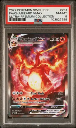 2022 POKEMON SWSH BLACK STAR PROMO #261 FULL ART/CHARIZARD VMAX PSA 8 - Image 1