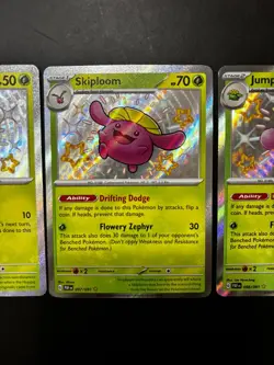 Pokemon TCG Paldean Fates - Hoppip, Skiploom, Jumpluff Shiny Holo Rares - NM LOT - Image 3
