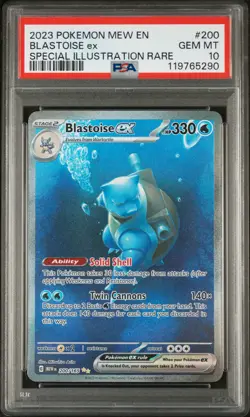 Blastoise EX 200/165 Special Illustration Rare 151 Pokemon PSA 10 *290 - Image 1