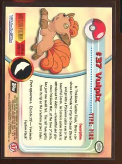 Vulpix Texture Holo Foil NM 37 Black Logo 4th Topps TV Animation Pokemon - Image 2