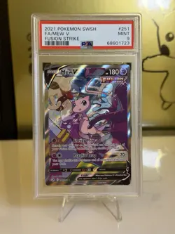 2021 Pokemon SWSH Fusion Strike Mew V Full Art #251 PSA 9 Mint Ultra Rare - Image 1