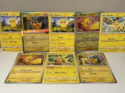 Pikachu Lot 8 Cards Various Sets And Languages Pokemon TCG 1 Holo 1 Reverse Holo - Image 1