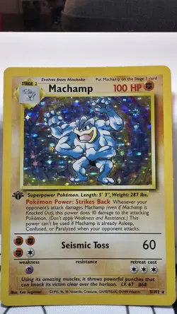 Pokemon Machamp Base Set 1st Edition 8/102 Holo Rare - Image 1