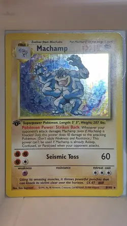 Pokemon Machamp Base Set 1st Edition 8/102 Holo Rare - Image 2