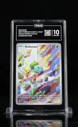 Pokemon TCG Stellar Crown Bulbasaur Holo Rare Card 143/142 IR TAG Gem Mint 10 - Image 3