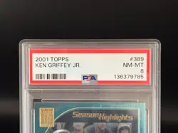 Ken Griffey Jr, 2001 Topps #389 Season Highlights, HOF, Reds - PSA 8 NM-MT - Image 3