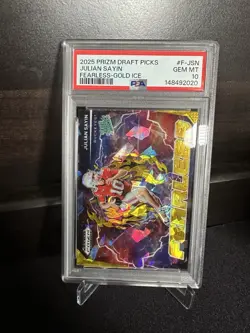 Julian Sayin Rated Prospect Gold Ice PSA 10 POP 1 2025 Panini Prizm Draft Picks - Image 1