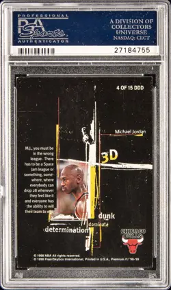 1998-99 Skybox Premium 3D's #4 Michael Jordan Chicago Bulls HOF PSA 8 NM-MT RARE - Image 2