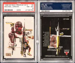 1998-99 Skybox Premium 3D's #4 Michael Jordan Chicago Bulls HOF PSA 8 NM-MT RARE - Image 3