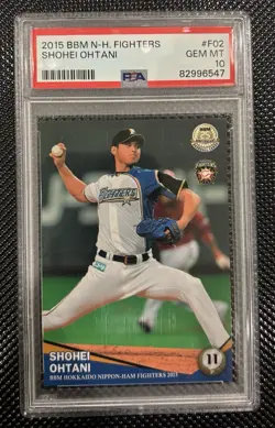 2015 BBM Hokkaido Nippon Ham Fighters Shohei Ohtani #F02 PSA 10 GEM MINT - Image 1