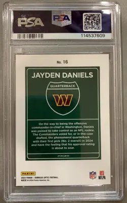 2024 Panini Donruss Optic - Downtown! Jayden Daniels #16 (RC) PSA 10 - Image 2