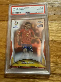 lamine yamal 2023-24 topps chrome uefa euro #17 psa 10 - Image 1