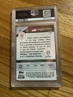 lamine yamal 2023-24 topps chrome uefa euro #17 psa 10 - Image 2