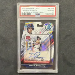 2024 Bowman Draft Travis Bazzana In Action Lava Refractor Auto 74/75 - PSA 10 - Image 1