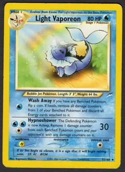 Light Vaporeon 52/105 Uncommon MP Pokemon Card HQ Scan - Image 1