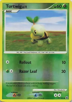 Turtwig 77/100 Majestic Dawn Reverse Holo Pokemon Card TCG - Image 1