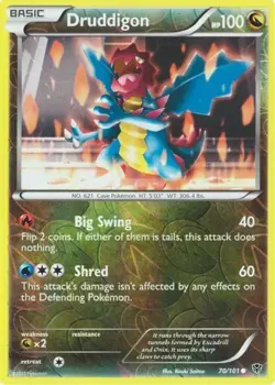 Druddigon 70/101 B&W Plasma Blast REVERSE HOLO PERFECT MINT! Pokemon - Image 1
