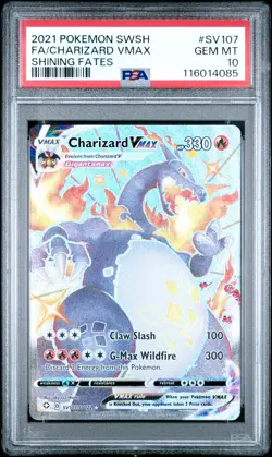 2021 POKEMON SWORD & SHIELD SHINING FATES #SV107 FULL ART/CHARIZARD VMAX PSA 10 - Image 1