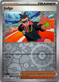Pokemon Destined Rivals Judge 167/182 Reverse Holo NM Mint Rare Authentic TCG - Image 1