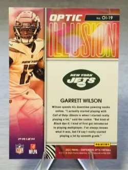 🏈GARRET WILSON 2022 Panini Contenders Optic Optic Illusion SP Insert #NY JETS🏈 - Image 4