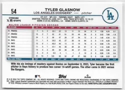 2024 Topps Chrome Tyler Glasnow #54 Gold Wave Refractor #'d /50 Dodgers - Image 2