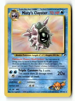 Pokemon Card Misty's Cloyster Unlimited LP Gym Heroes 029/132 - Image 1