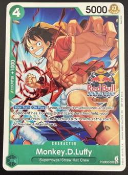 Monkey.D.Luffy Red Bull Double Don!! PRB02-005 Promo NEAR MINT ++ - Image 1