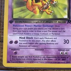Dark Kadabra 1st Edition Uncommon Team Rocket 39/82 LP WOTC 2000 - Image 5