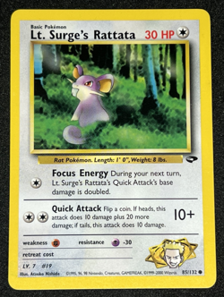 Lt. Surge's Rattata 85/132 WOTC Gym Challenge - Non-Holo Common Pokemon Card LP - Image 1