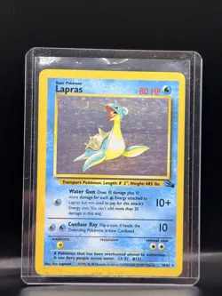 Pokemon TCG Fossil 1999 Unlimited Lapras Holo Rare Card 10/62 Vintage WOTC HP - Image 1