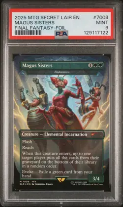 2025 Magic The Gathering Secret Lair Drop Magus Sisters Final Fantasy-Foil PSA 9 - Image 1