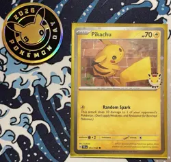 (Looking at SWIRL)Pikachu 051/162 2026 Pokemon Day 30th Anniversary Stamped+Coin - Image 3
