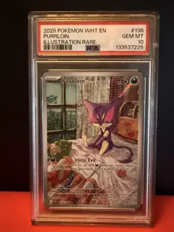 Purrloin Illustration Rare - PSA 10 - 2025 Pokemon White Flare #136/086 - Image 1