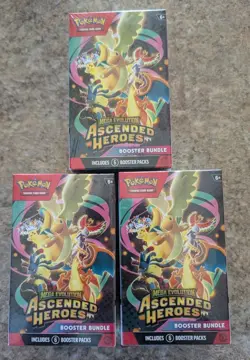 Pokemon Mega Evolution Ascended Heroes Booster Bundle, Lot of 3, Sealed - Image 1