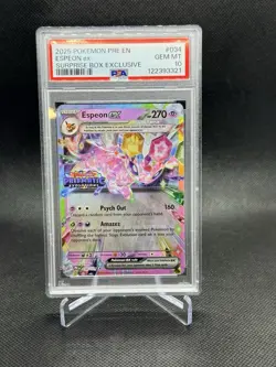 Pokemon 2025 Espeon ex 034/131 Surprise Box Prismatic Evolutions GEM MINT PSA 10 - Image 1