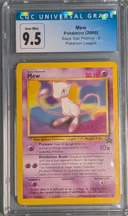 2000 Pokemon Black Star promo pokemon League #8 Mew CGC 9.5/10 Gem Mint - Image 1