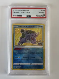 PSA 10 Radiant Blastoise 018/078 Pokemon GO Holo Gem Mint 2022 - Image 1