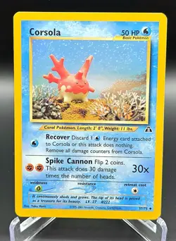 1999 Vintage Corsola 37/75 Neo Discovery Regular Rare Pokemon - Image 1