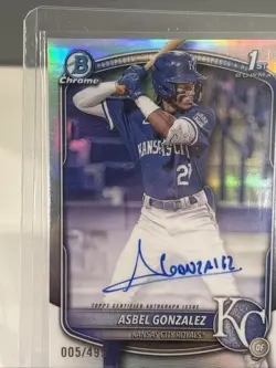 2025 Bowman Chrome Asbel Gonzalez Refractor 1st Bowman Auto 5/499 Royals - Image 5