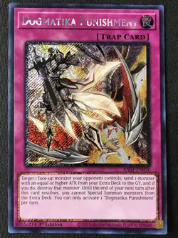 Yugioh #RA01-EN076 Dogmatika Punishment 1st Edition Platinum Secret Rare LP+ - Image 1