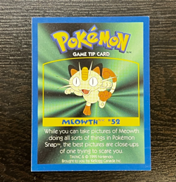 Pokemon: MEOWTH #52 [Game Tip Card] - [Kellogg's Canada Cereal Promo (1999)] LP - Image 1
